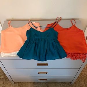 BUNDLE! 3 summer spaghetti strap tops 💛💚🧡